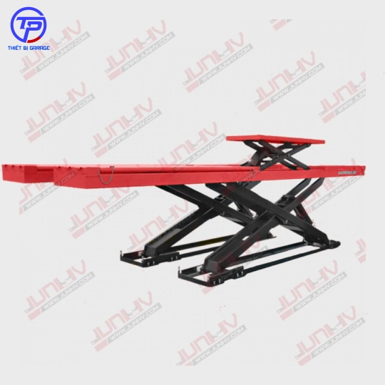 Cầu nâng cắt kéo 5 tấn có kiểm tra góc lái - có bàn nâng phụ 2500 kg