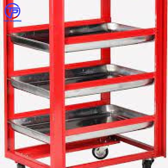 Xe đẩy 4 tầng phụ tùng có 3 khay Inox